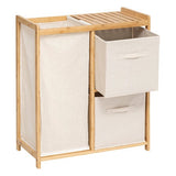 Etajera din bambus cu 2 cosuri de depozitare, bej, H 78,5 cm