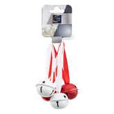 Set 4 clopotei metalici de Craciun cu panglica, H 3,5 cm | Atmosphera
