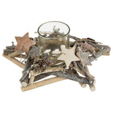 Aranjament stea de Craciun cu lumanare, alb, 20 cm | Atmosphera