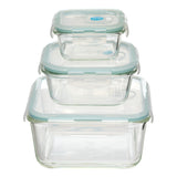 Lot cutie set 3 patrat sticla mare clipeat - Five