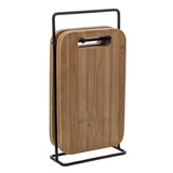 Platou pentru tapas, set 4 bucati, bambus cu suport metalic
