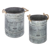 Decor pentru casa, oala metal set 2 zinc max D22,5 cm - Atmosphera