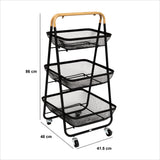 Caruciort 3niv negru metal cu lemn mayaj - Five