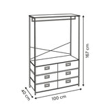 Mobilier depozitare, dressing bara cu 6 sertare gri tissa - Five