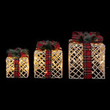 Set 3 cadouri luminoase LED, tartan, 25 cm | Atmosphera