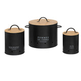 Cutie depozitare metalica, set 3 buc, Black Bamboo
