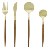 Tacam, cutlery set 24 piese ida lemn/auriu - Secret de Gourmet