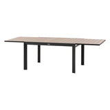 Masa de gradina extensibila glisanta Hesperide, efect lemn miere si grafit, 10 locuri, laterale din aluminiu