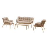 Set de mobilier de gradina Meloane taupe cu 5 locuri din poliester si otel - Hesperide