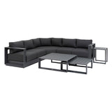 Set de colt de gradina Allure graphite cu 5 locuri din aluminiu si poliester - Hesperide