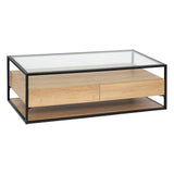 Masuta de cafea Aldea cu 2 sertare 120 x 60 x 40 cm sticla transparenta Atmosphera