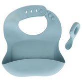 Decoratiune copii, silic bib and spoon set albastru - Atmosphera For Kids