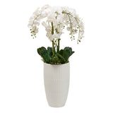 Orhidee Hotel inaltime 115 cm cu vaza ceramica alba Atmosphera