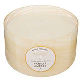Lumanare parfumata rotunda "Wavy" - Parfum lemnos, Aroma gourmet, Vanilie ambrata, 540 g - Atmosphera