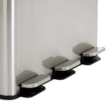 Cos de gunoi cu 3 compartimente pentru reciclare, otel inoxidabil, 3 x 18 l