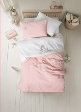 Lenjerie de Pat Bebelus cu Broderie Cuddly Bonic Alb