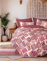 Lenjerie de Pat 2 Persoane Ethnic Estilo Bordo
