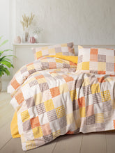 Lenjerie de Pat 2 Persoane din Flanel Palm Mustar