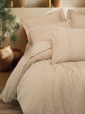Lenjerie de Pat 2 Persoane din Satin Jacquard Florita Bej