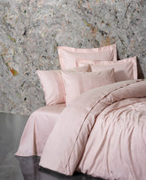 Lenjerie de Pat 2 Persoane din Satin Jacquard Jana Roz Pudra