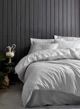 Lenjerie de Pat 2 Persoane din Satin Jacquard Leaf Albastru Gheata