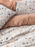 Lenjerie de Pat 2 Persoane cu Cearsaf cu Elastic Minimal Oniks Caramel