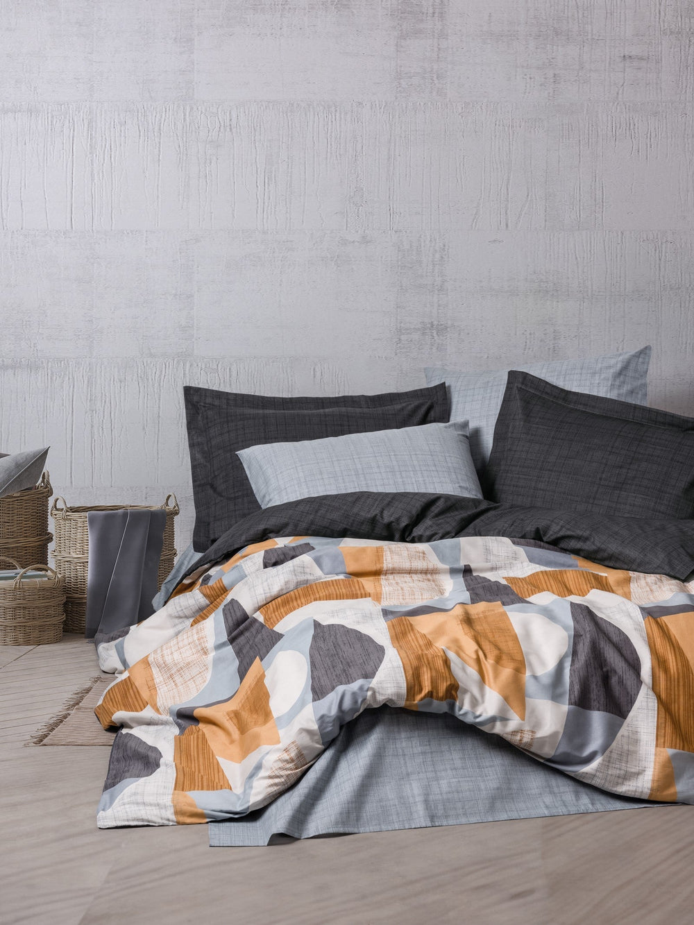 Lenjerie de Pat 2 Persoane Modern Giorno Gri
