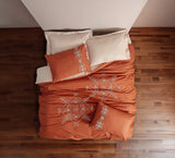 Lenjerie de Pat 2 Persoane Ranforce cu Broderie Tiva Bej