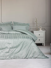 Lenjerie de Pat 2 Persoane din Satin de Bambus Smart Stripe Mint