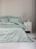 Lenjerie de Pat 2 Persoane din Satin de Bambus Smart Stripe Mint