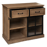 Comoda cu 2 sertare si usa din sticla, lemn natural, L 94 cm