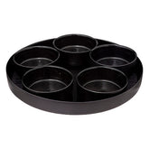 Platou aperitive rotund cu 5 boluri, negru, set 6 piese, D 34 cm