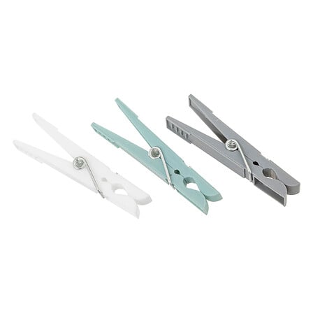 Carlige de rufe din plastic, set 24 bucati, roz, verde si gri