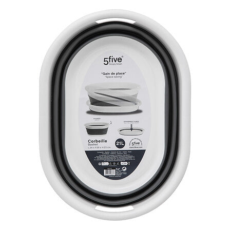 Cos de rufe extensibil din plastic, alb si gri, 21 l