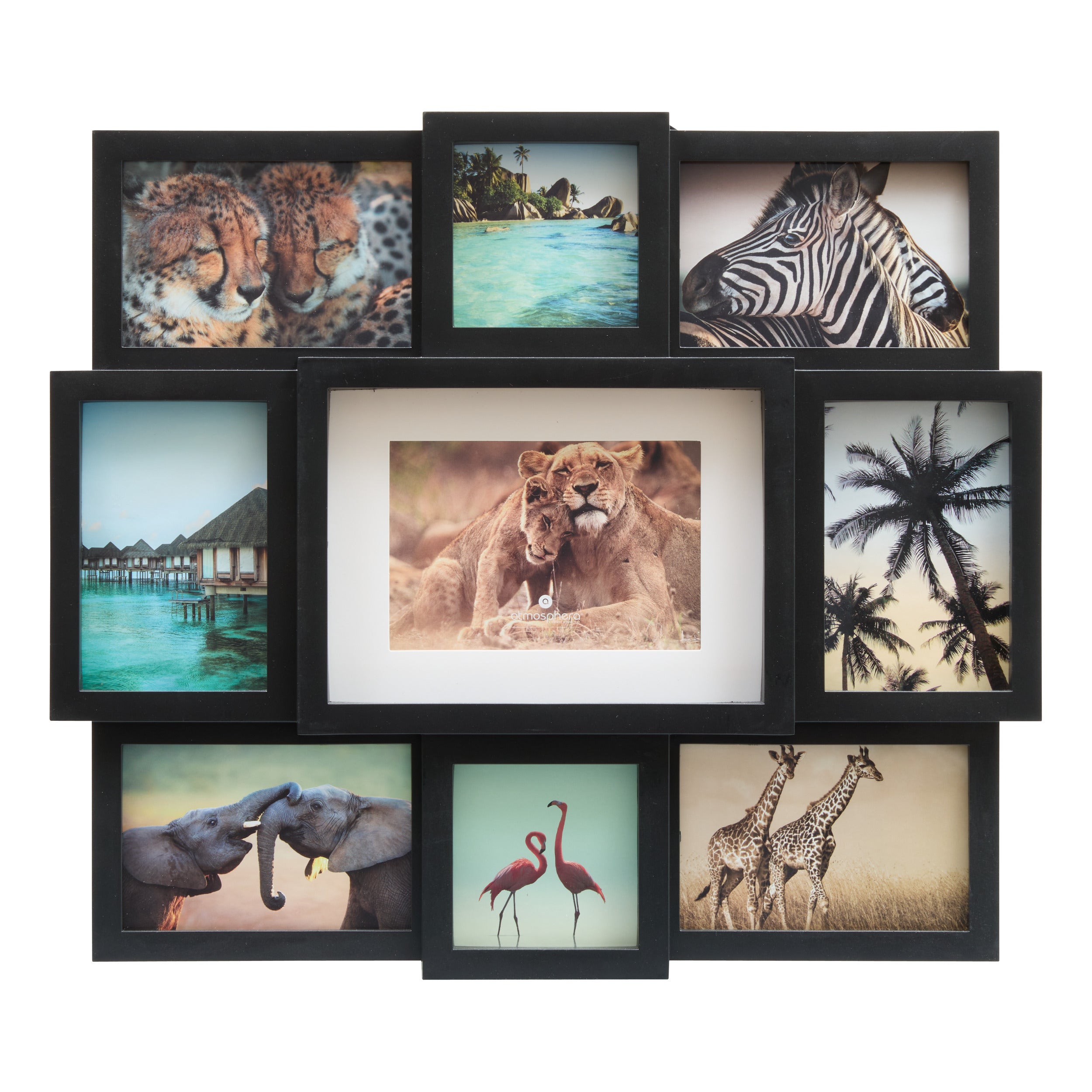 Decoratiune de perete, rama 9 fotografii plastic neagra cali - Atmosphera