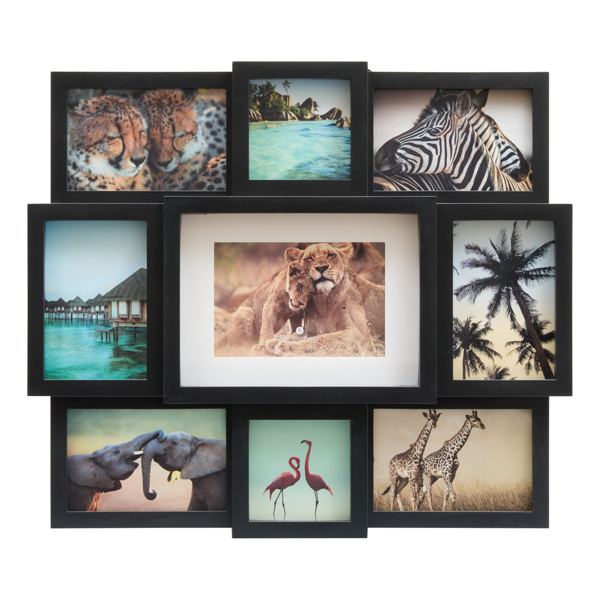 Decoratiune de perete, rama 9 fotografii plastic neagra cali - Atmosphera