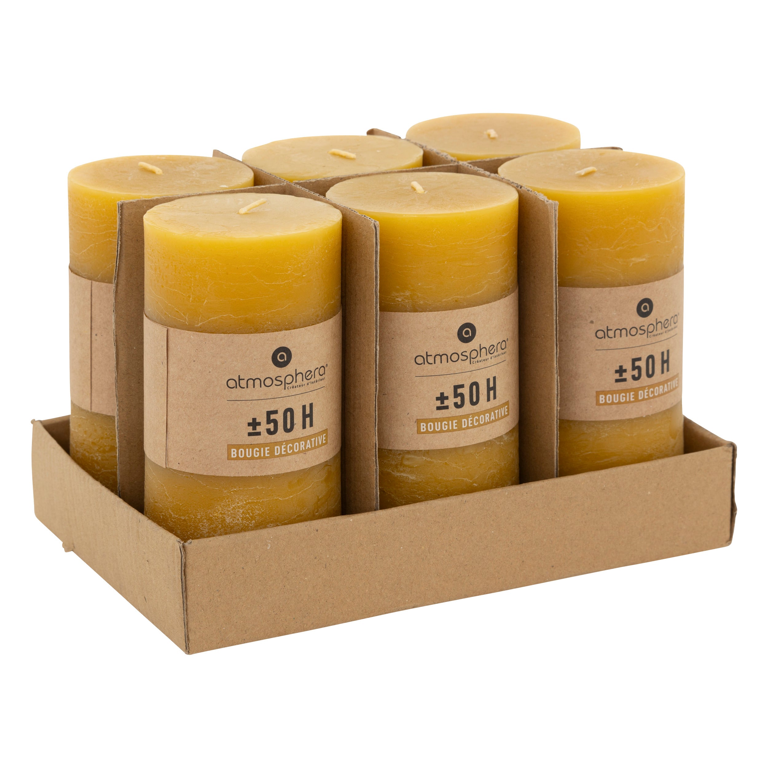 Lumanare rustica "Olia" - Galben, 445 g - Atmosphera