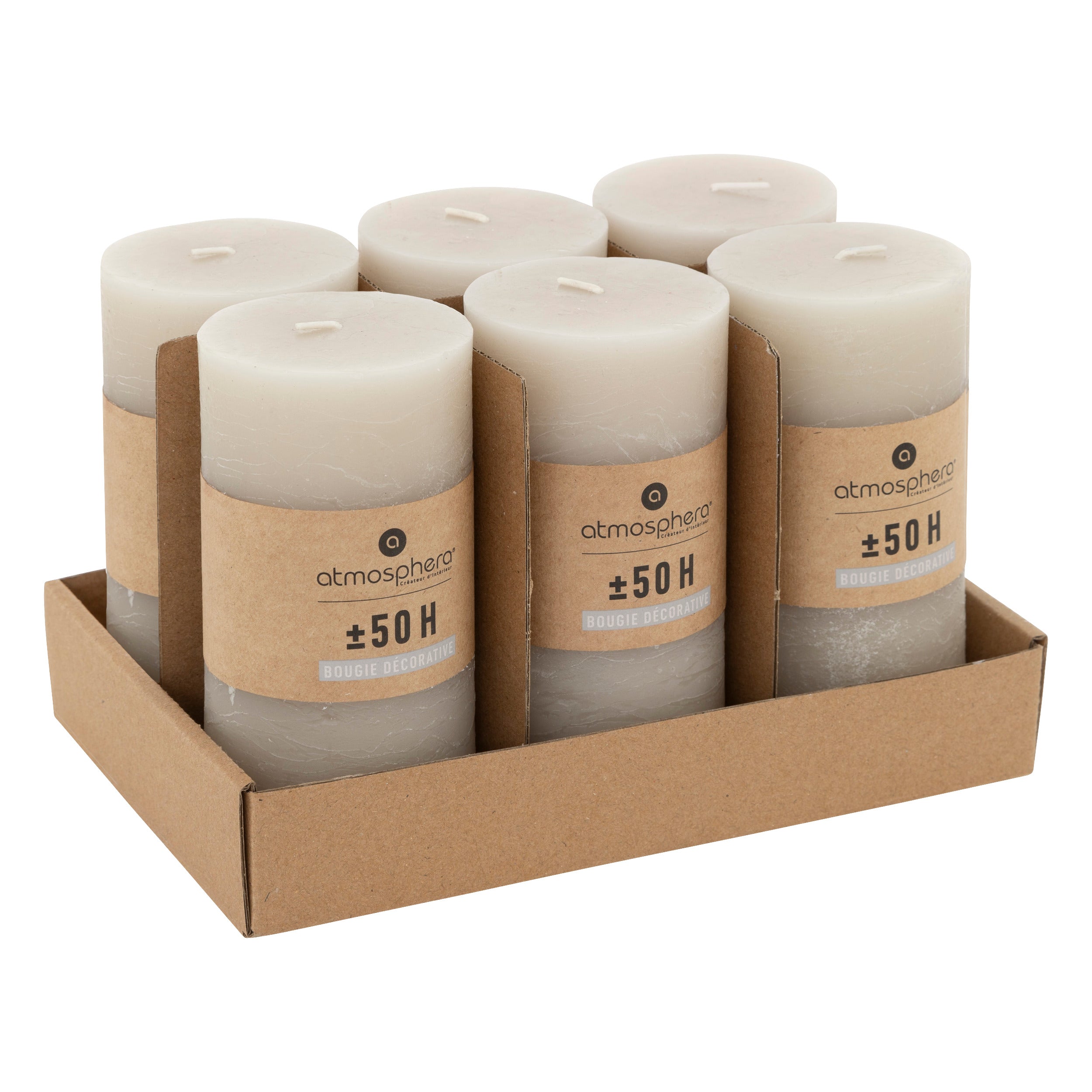 Lumanare rustica "Olia" - Gri taupe, 445 g - Atmosphera