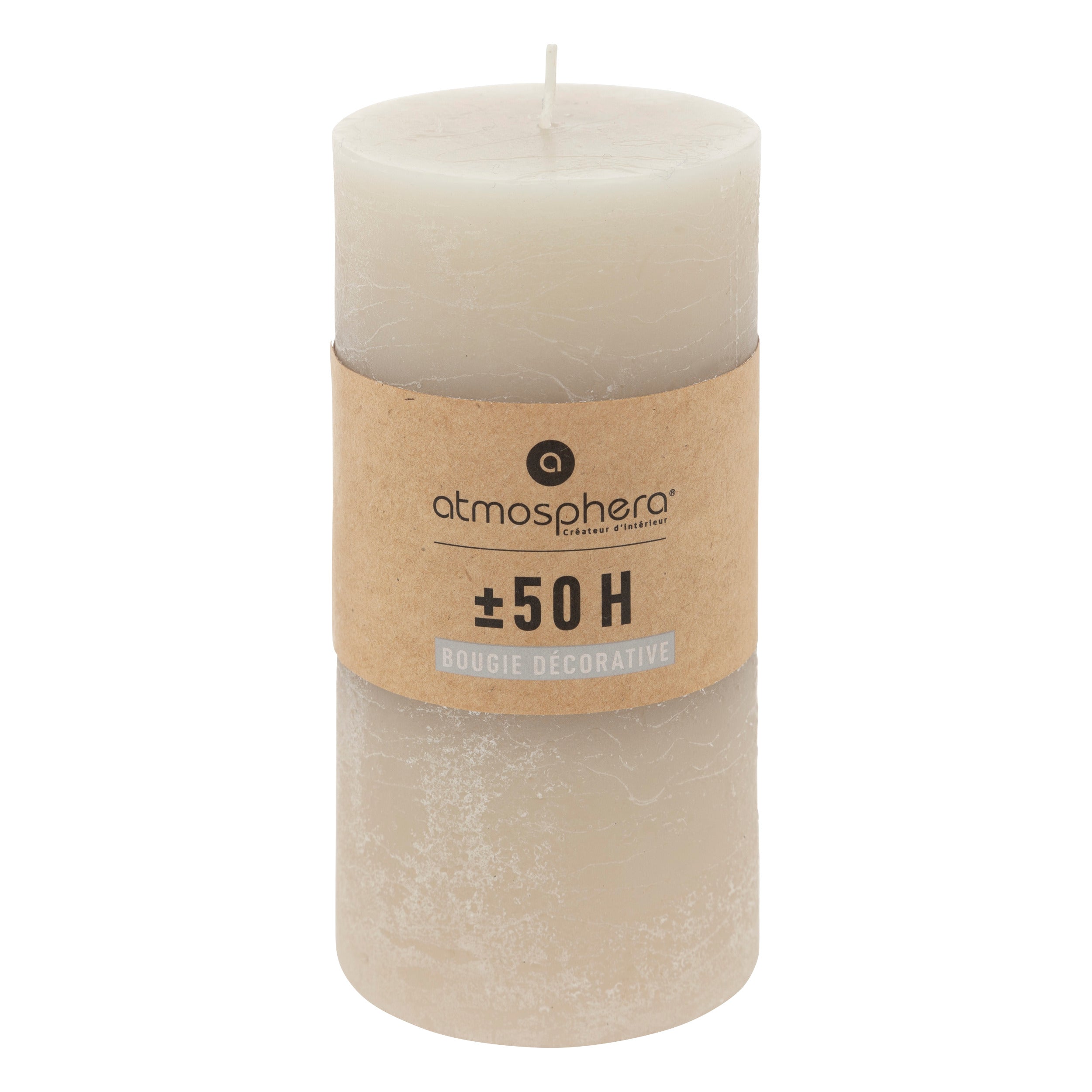 Lumanare rustica "Olia" - Gri taupe, 445 g - Atmosphera