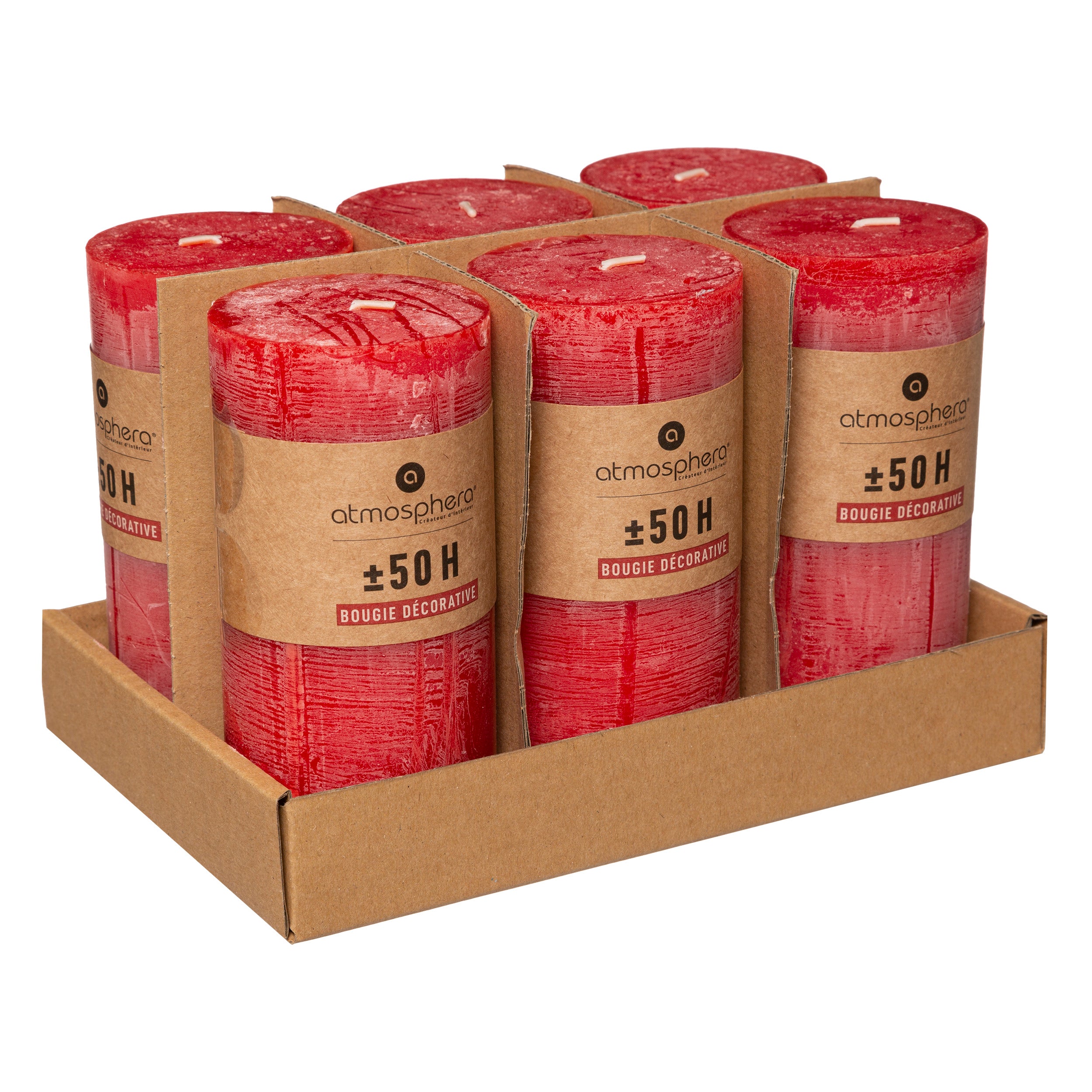 Lumanare rustica "Olia" - Rosu, 445 g - Atmosphera