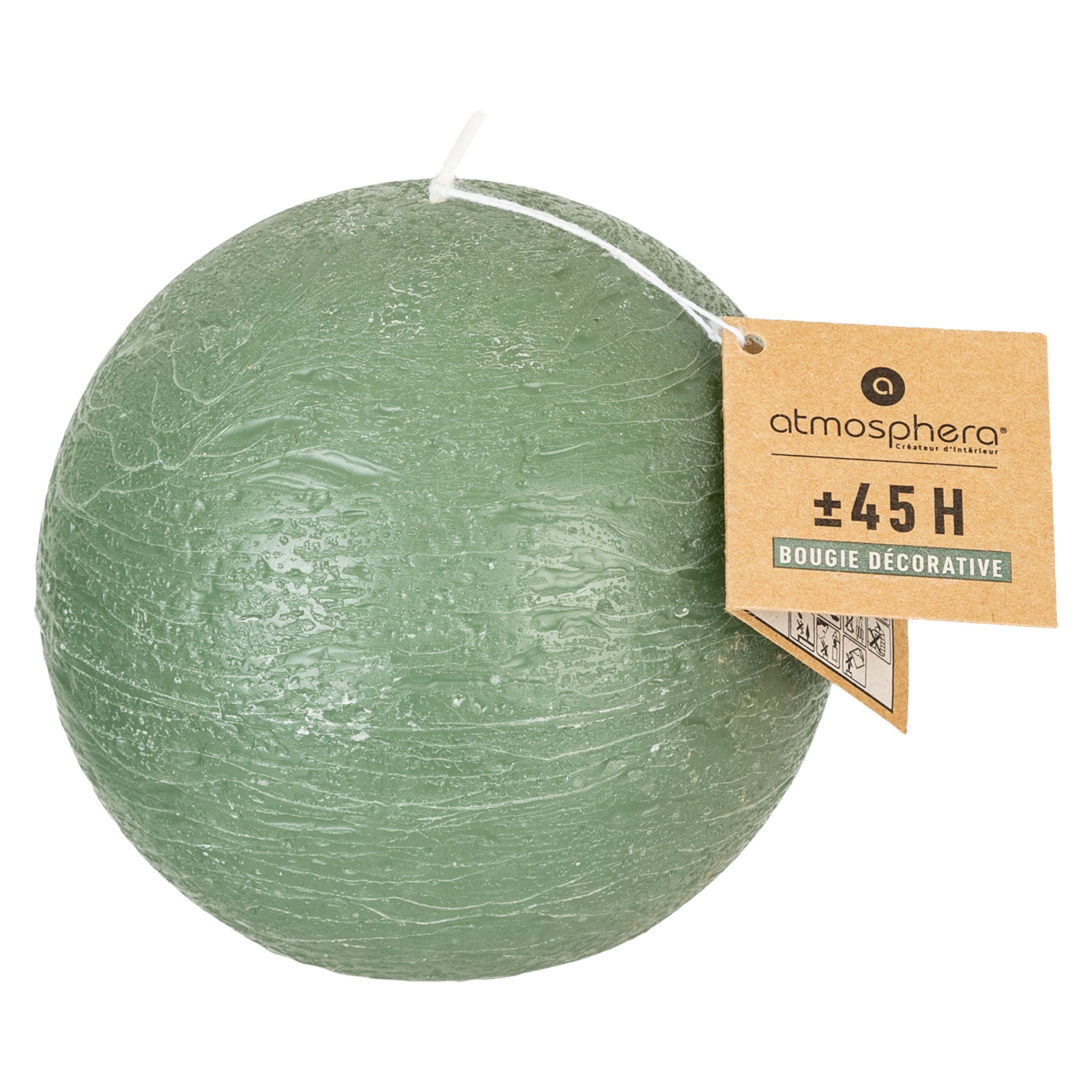 Lumanare sferica rustica "Olia" - Verde eucalipt, 445 g - Atmosphera