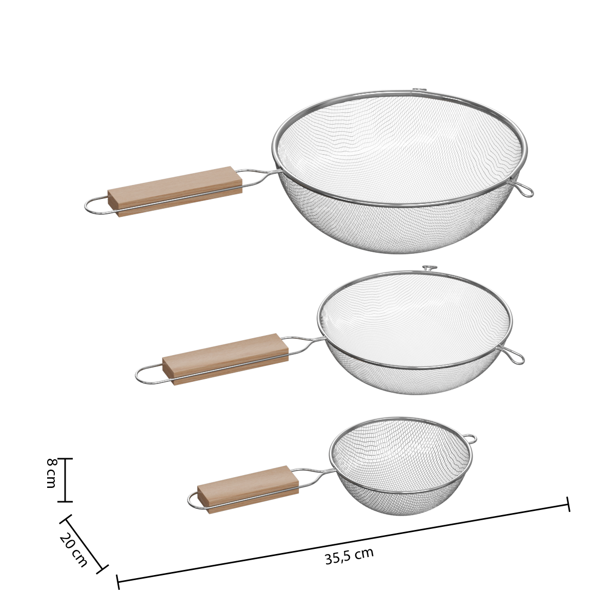 Strecuratoare set 3 cu maner lemn - Five