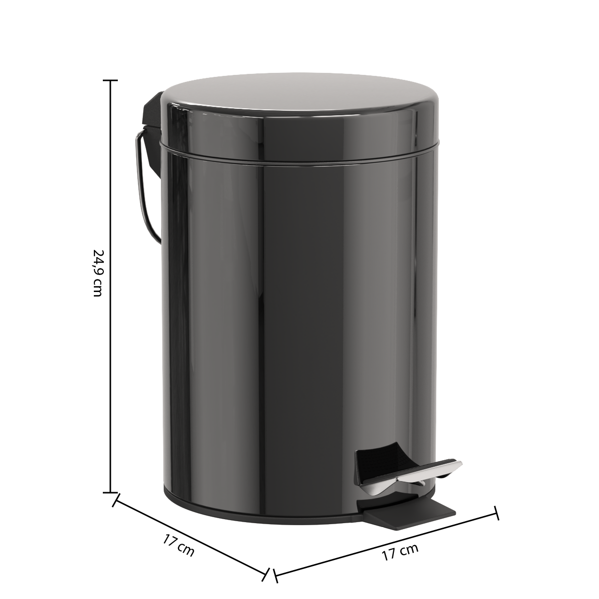 Cos gunoi 3 l negru - Five
