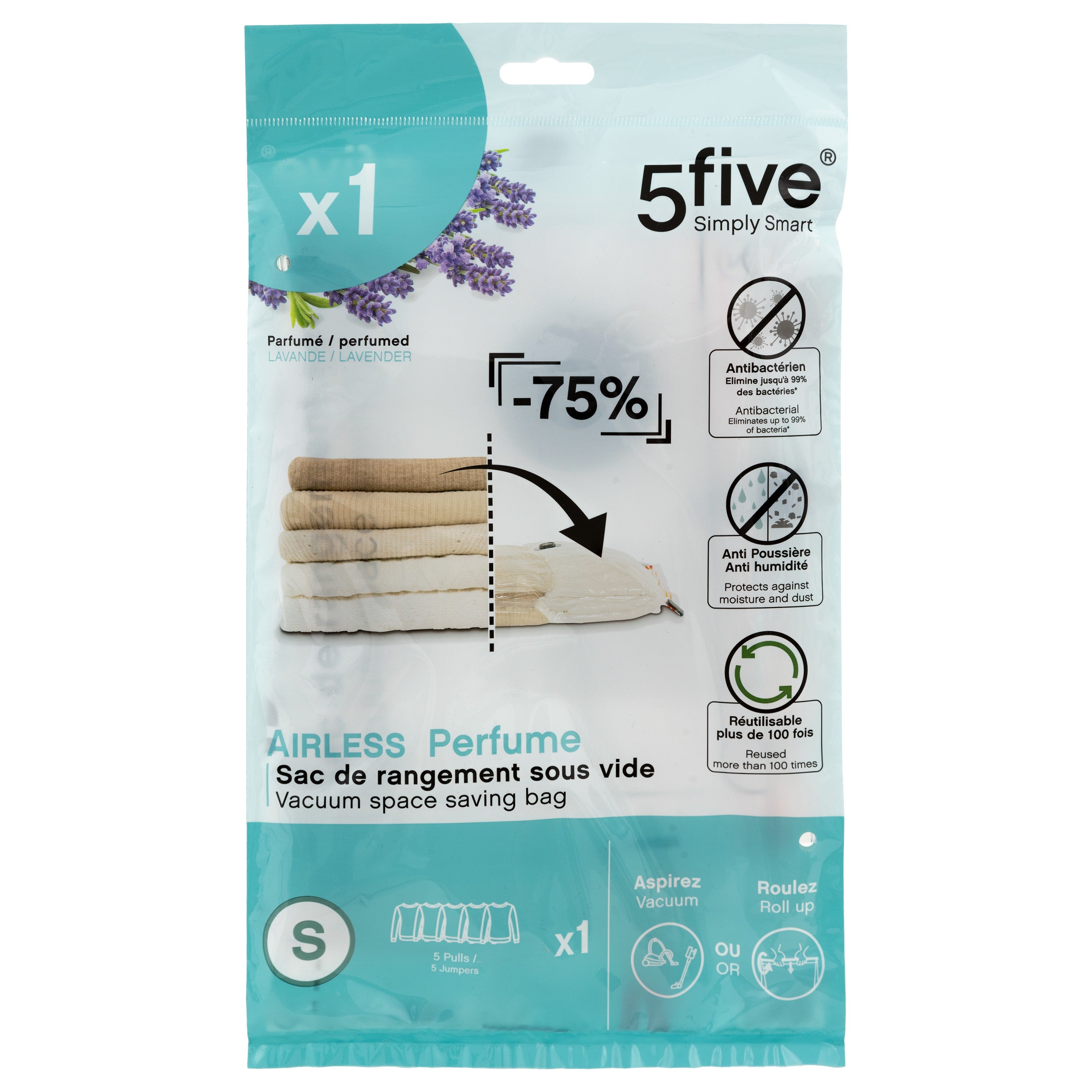 Organizator casa, punga vacuum s Airless parfum asortat - Five