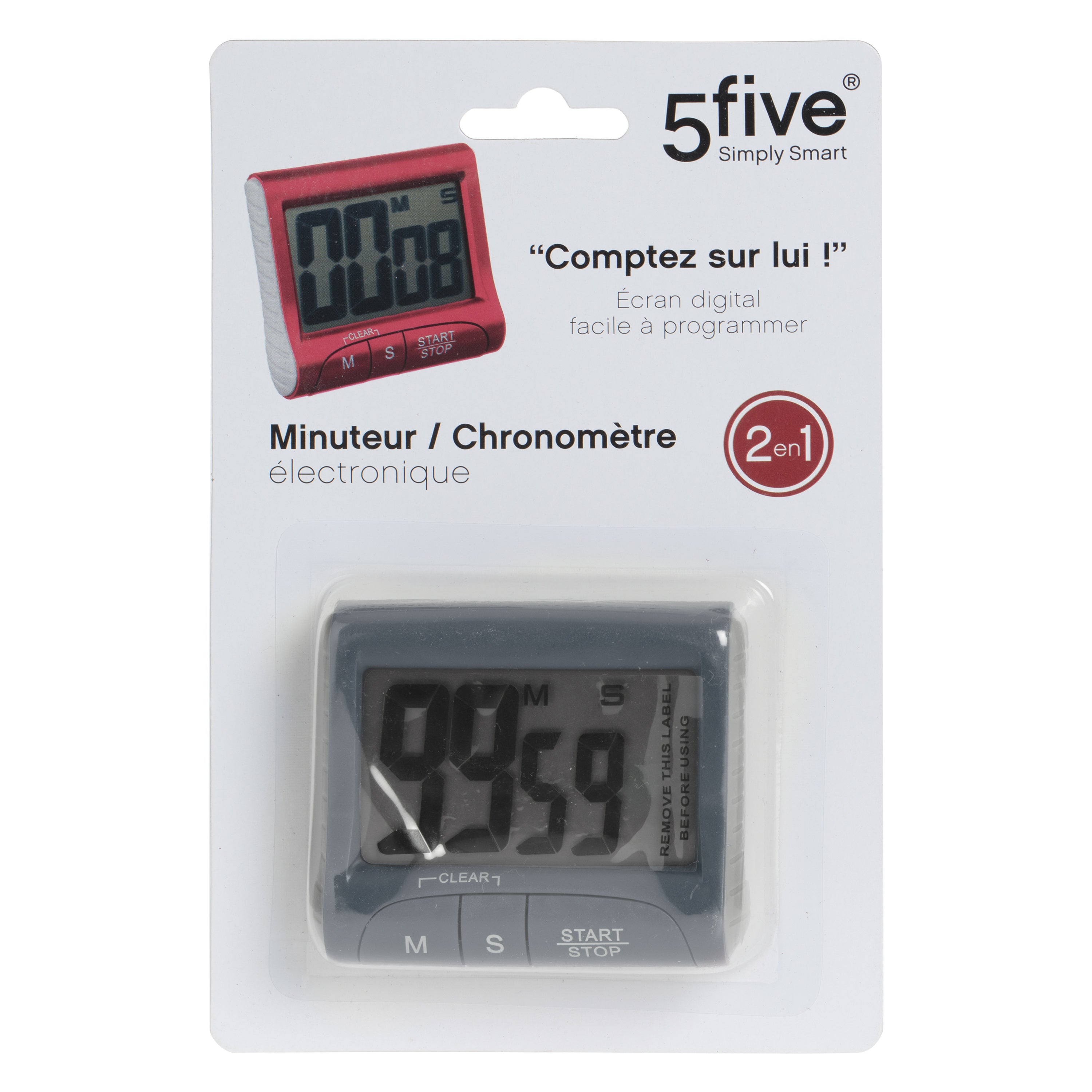 Timer digital gri - Five