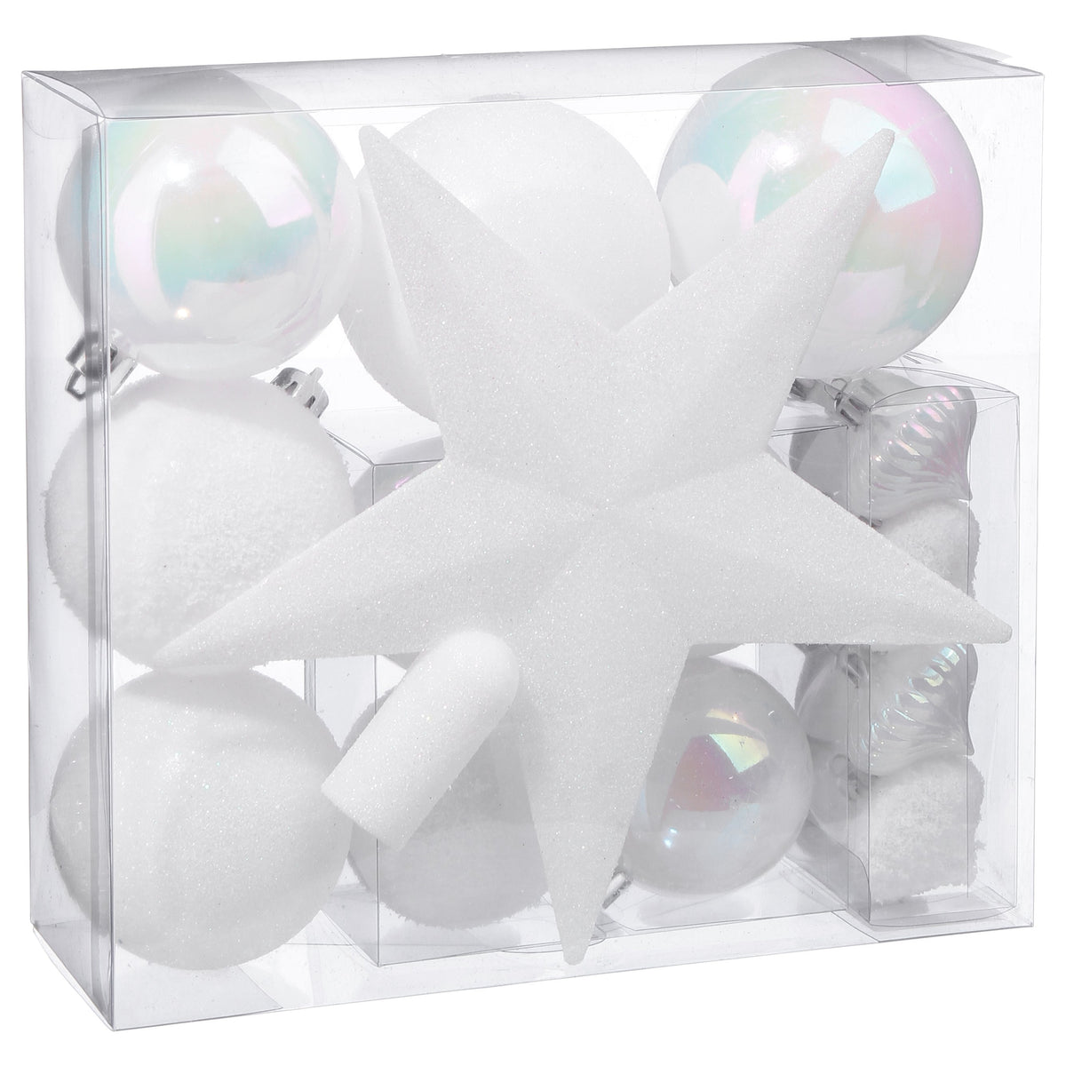 Set decor brad de Craciun, alb, 18 piese | Atmosphera