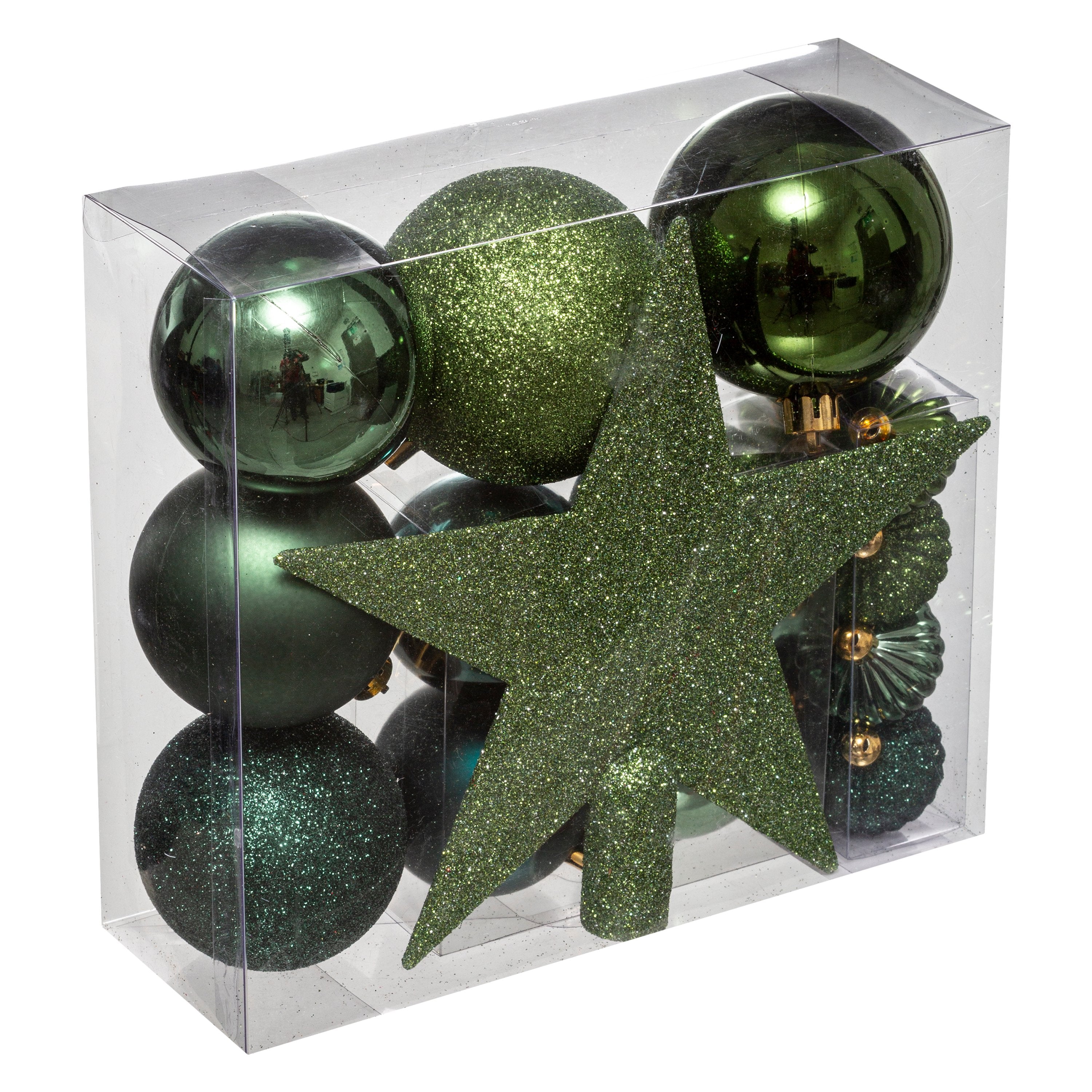 Set decor brad de Craciun, verde masliniu, 18 piese | Atmosphera