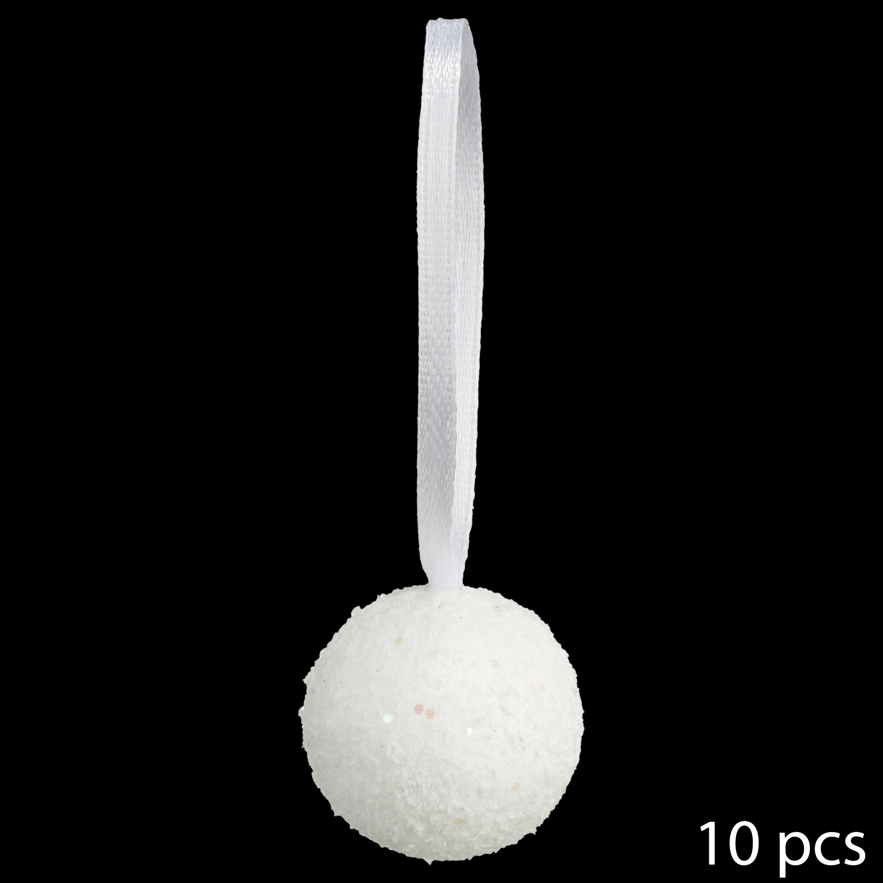 Set 10 globuri cu sclipici, albe, D 6 cm | Atmosphera