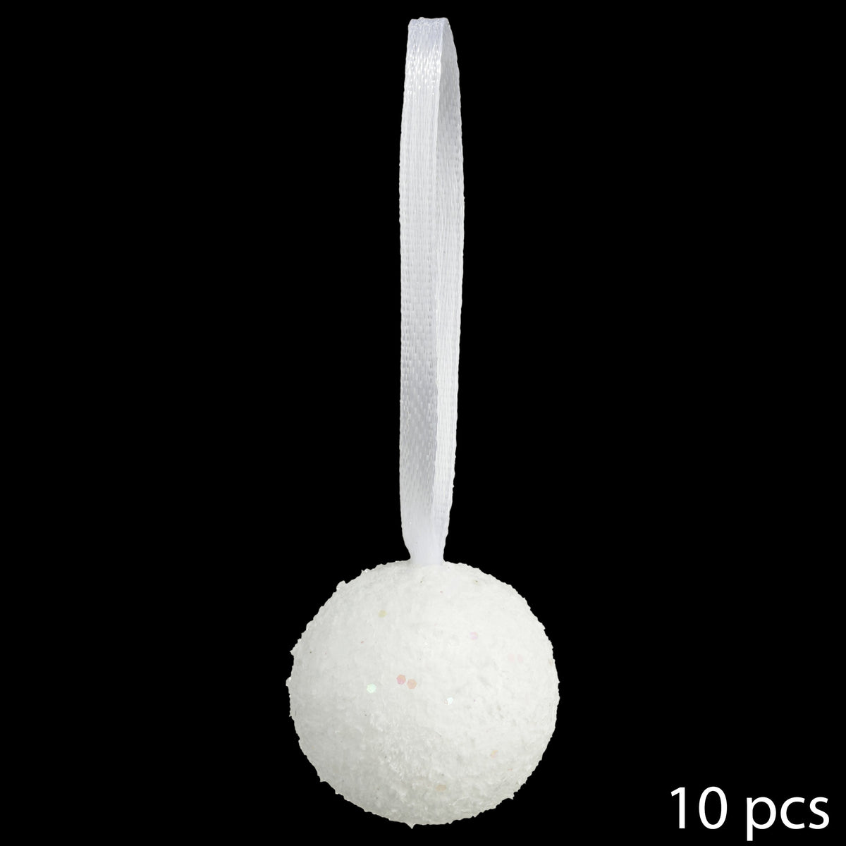 Set 10 globuri cu sclipici, albe, D 6 cm | Atmosphera