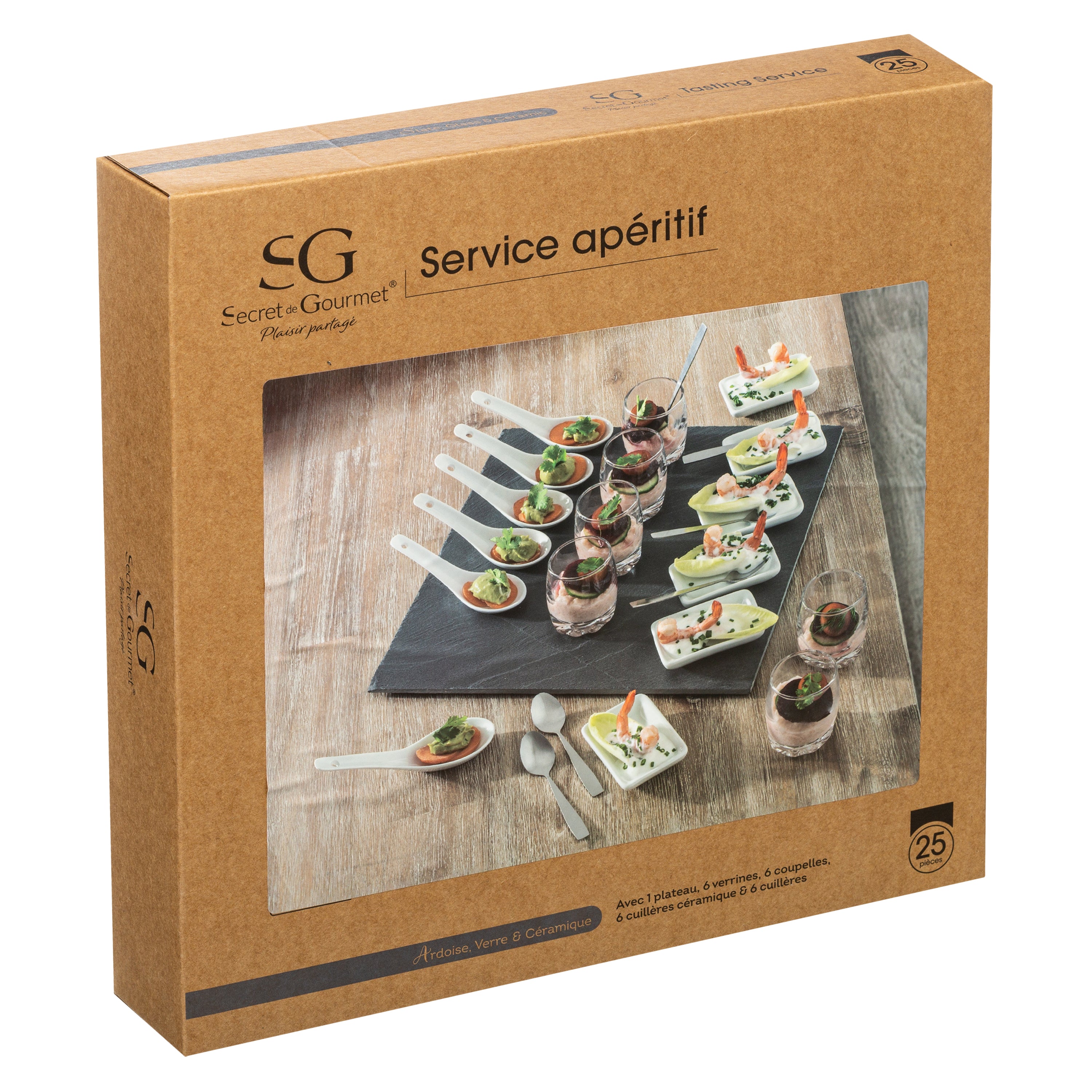 Set aperitiv patrat ardezie 25buc - Secret de Gourmet